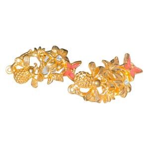 New Gold plated Floral Earrings with Rhinestones